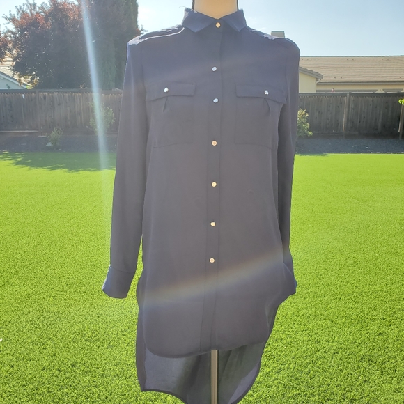 Bebe Long Sleeve High-Low Blouse - Picture 2 of 5